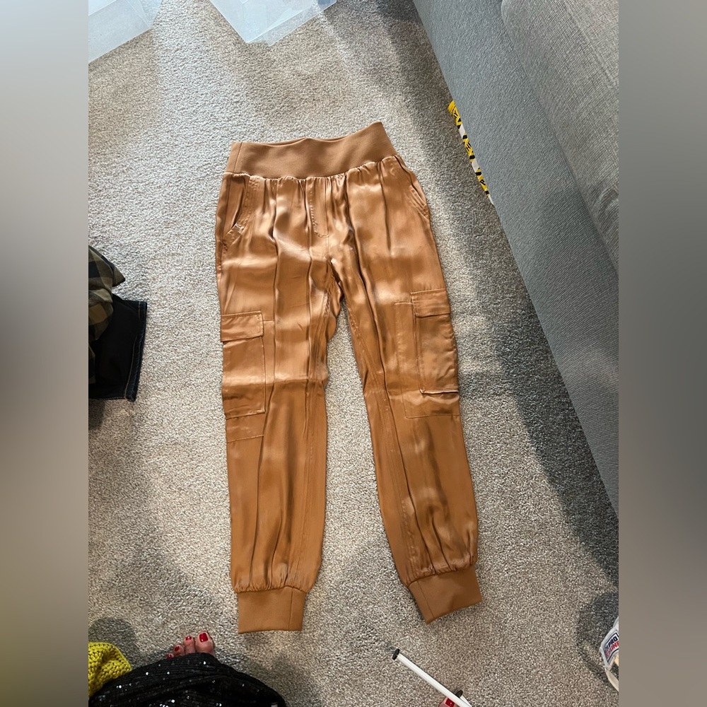 Cinq à Sept Satin Track Pants in Bronze
